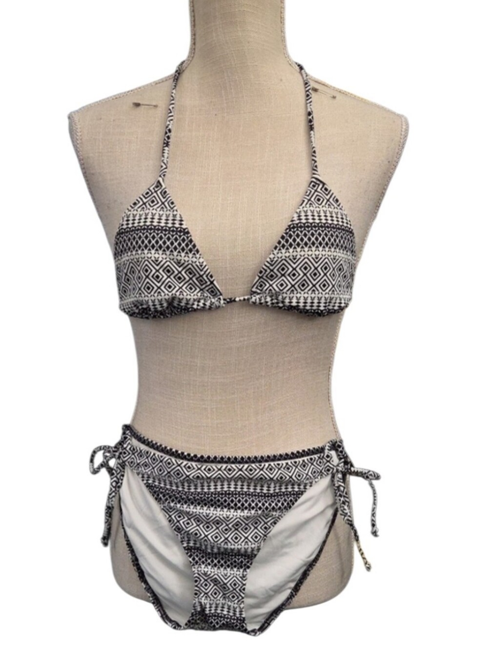 Victoria's Secret Black & White Geometric Tie-Side Bikini - Picture 1 of 6